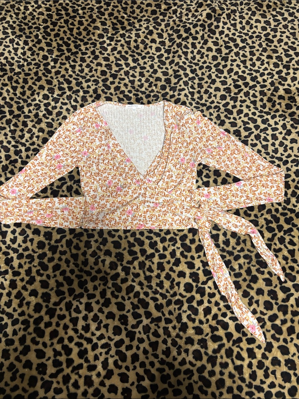 Floral Wrap Crop Top in Peach and Pink